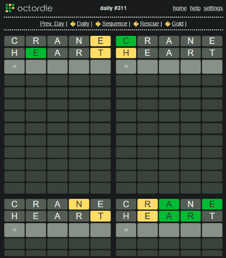 Play Octordle game on website